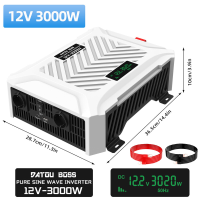 DATOUBOSS 3000 W Pure Sine Wave Inverter 12 V naar 230 V, 6000 W Piekvermogen Converter met LCD en Dubbele Koelventilatoren voor Camper, Zonne energie en Boot