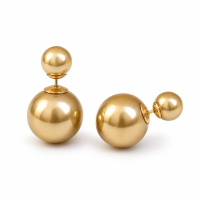 VoxorAI vergulde klassieke dubbelzijdige op twee manieren draagbare pareloorbellen (oorstekers/oorbellen/hangoorbellen), subtiele luxe, hoogwaardige mode, nieuw in kleine oplage, bestseller, 8 mm en 16 mm