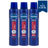 Vaseline Deo Men Active Dry 250 ml (3 Pack)