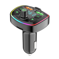 Oxerbog Bluetooth 5.0 Auto FM zender, Muziekadapter voor autoradio, Bluetooth handsfree set voor auto met sigarettenaansteker, Dubbele USB & Type C poorten, Ondersteunt SD kaart en USB stick