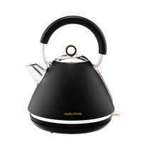 Morphy Richards Accents piramide waterkoker, Soft Gold collectie, 1,5 liter, 3 kW snelkookfunctie, uitneembaar filter, draadloze 360° basis, Easy View watervenster, matzwart
