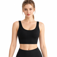 Yoga sportbeha dames yogapak dames fitnessbeha met vulling sneldrogend ademend   klassiek zwart   XL