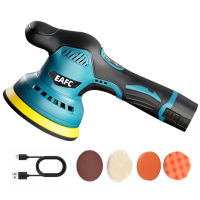 EA 12 V poets  en wachsmachine, 2800–5500 rpm, draadloos, oplaadbaar (3 x 2500 mAh batterijen), schuurmachine voor autowax