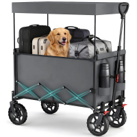 150 L grote opvouwbare campingtrolley met afneembare luifel, grijs