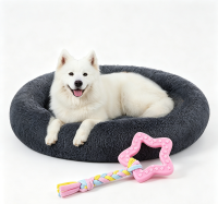 JOYFURNOS zacht pluche kalmerend hondenbenchbed en interactief kauw  en trektouw speelgoed van stof voor puppy's en kleine honden