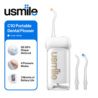 Usmile C10 Draagbare Monddouche, Reisvriendelijk, 95 Dagen Batterijduur, 4 Standen, 360° Sproeikop, 180 ml Reservoir, IPX7 Waterdicht, Aanbevolen door Tandartsen voor Beugels, Implantaten en Gevoelige Tanden