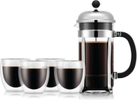 Bodum Chambord french press koffiezetter & PAVINA glazen set   1 L, 4 x 250 ml