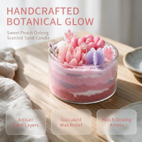 DIY Vetplant Zandart Kaars, Roze, Perzik / Rozengeur, 1 Stuk