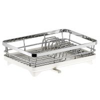Maxcook roestvrijstalen afdruiprek met lekbak & waterafvoer grote capaciteit keukenblad 42 × 29 × 12,7 cm