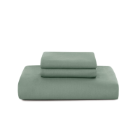 Beddengoed 155 x 220 cm, 90% katoen, groen, beddengoedsets 155 x 220 cm, 3 delig met 2 kussenslopen 80 x 80 cm, Oeko Tex beddengoed, groen met ritssluiting
