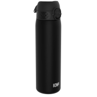 ION8 waterfles, 500 ml/18 oz, lekvrij, eenvoudig te openen, veilige vergrendeling, vaatwasserbestendig, BPA vrij, hygiënische flip dop, draaggreep, past in bekerhouders, eenvoudig te reinigen, CO₂ neutraal, zwart
