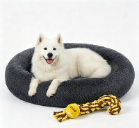 JOYFURNOS Zacht pluche kalmerend hondenbenchbed en touwbal huisdierenspeelgoed voor honden & katten, duurzaam kauwgedrag, gebitsreiniging & interactief spelen, binnen & buiten