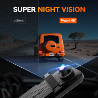 WOLFBOX M40 10 inch achteruitkijkspiegelcamera, 4K+1080P voor  en achtercamera, spiegel dashcam met ADAS/BSD, spraakbesturing, inclusief 64GB kaart, wifi & GPS
