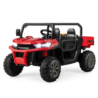 Costway tweezits elektrische kinderauto, 12 V, twee motoren, met 2,4 GHz afstandsbediening, snelheid 3 8 km/u, draagvermogen 50 kg, geschikt voor leeftijden 3 8 jaar, rood