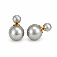 VoxorAI donkergrijze klassieke dubbelzijdige pareloorbellen (voor  en achterkant), omkeerbaar ontwerp, luxe, hoogwaardig, kleine oplage, nieuw uitgebracht, bestseller, 8 mm en 16 mm