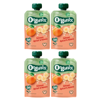 Organix knijpfruit haver, abrikoos & banaan 12 m x 100 g * 4