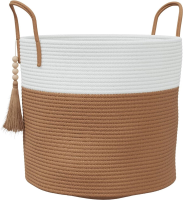 VidaXL Katoenen opbergmand   Bruin en wit, 40 x 35 cm