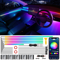 VGETTING acryl ledstripverlichting voor auto interieur met draadloze app, Dreamcolor RGB 10 in 1 met 175 inch 600 leds glasvezel sfeerverlichtingsset voor auto, ledstrip met tweezone geluidsactieve functie voor auto