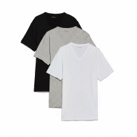 Calvin Klein T shirt met V hals, korte mouw, MP1, zwart/wit/grijs gemêleerd, heren, maat S, 3 pack