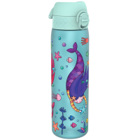 ION8 waterfles, 500 ml/18 oz, slank, lekvrij & BPA vrij, veilige vergrendeling voorkomt morsen, vaatwasserbestendig, draaggreep, ideaal voor volwassenen en kinderen   reizen, sportschool & school, zeemeerminnenontwerp