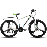 Hiland, H200 Plus 26 inch mountainbike voor volwassenen, frame van aluminiumlegering, dubbele schijfremmen, 18 versnellingen, voorvorkvering, wit