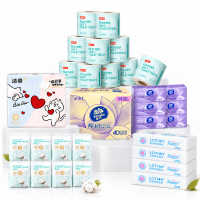 Papieren benodigdheden bundel voor alle gelegenheden   C&S lotion zachte tissues, 3 laags, 400 vellen (4 pakken x 100) *1 + Vinda katoenen zachte tissues, 3 laags, 20 pakken x 100 *1 + ochama vederzachte toiletpapier, 5 laags, 27 rollen *1 + Purcotton 100