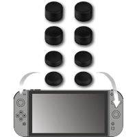 KONIX Set van 8 Joy Con Knopkappen voor Nintendo Switch 2 Joy Con Controllers   Verstelbare Hoogte   Zwart