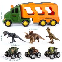 Dinosaurus speelgoedtruck met 3 dinosaurusfiguren, 3 monsterauto's, wrijvingsvoertuig, speelgoedverjaardagscadeau voor jongens