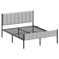 JOYFURNOS Tweepersoonsbedframe, 207 x 161,5 x 104 cm Metalen bed, draagvermogen tot 500 kg, opbergruimte onder bed, eenvoudige montage voor hoofdslaapkamer, gastenkamer, appartement, Zwart
