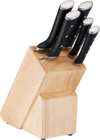 Tefal RVS messenset met houten blok   5 stuks, 9/11/18/20/20 cm
