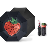 Beneunder BM397 zon  en regenparaplu met drielaagse versterkte zwarte coating en uv bescherming, zwarte aardbeikleur