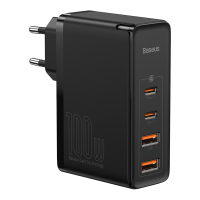 Baseus GaN2 Pro 2C+2U 100W Schnellladegerät EU Schwarz, kompatibel mit iPhone 18 Serie, iPhone 18 Pro/Pro Max/Duo
