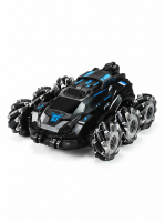 6WD Legering RC Stuntauto, 2,4 G Afstandsbestuurbare Off Road Voertuig, Mist Spray, 360° Lateral Spin Drift, Kleur LED Verlichting & Muziek, All Terrain Speelgoed voor Kinderen 6+, 1 Stuk Blauw