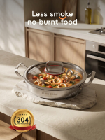 PURECOOK Hotpot serie | 304 roestvrij staal | 26 cm hotpot met dubbele handgrepen, honingraatstructuur en glazen deksel