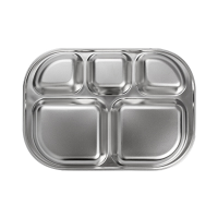 PURE COOK 304 roestvrij staal 5 vaks gescheiden dinerblad lichtgewicht metalen bord kinderen volwassenen camper portiecontrole diabetici gewichtsverlies diner lunch cafetaria huishouden kamperen servies 1 delig