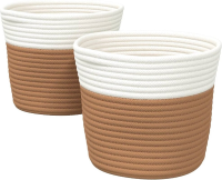 VidaXL Opbergmanden Set van 2   24 x 18 cm, bruin en wit
