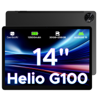 DOOGEE Tab E3 Max 14 inch tablet met Android 15, gamingtablet, 13500 mAh batterij, MTK G100 octa core, 32 GB RAM + 256 GB ROM (2 TB TF), 2,1K (2160 x 1440) display, 16 MP + 2 MP + 8 MP, 4 G LTE/5 G WLAN/GPS/GMS   zwart
