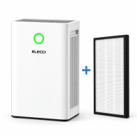 ELECCI luchtreiniger met 1 extra HEPA vervangingsfilter, 550 m³/h CADR, dubbele HEPA filtratie, luchtkwaliteitsindicator, 8 h timer, 24 dB stille slaapmodus, wasbaar voorfilter, voor grote ruimtes tot 48 m², stof, pollen, huidschilfers van huisdieren, roo