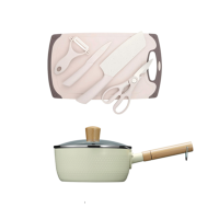 [Kookstarterset] COOKER KING Antiaanbak Yukihira steelpan, melkpan, kleine kookpan   20 cm   Kookpan met deksel + snijplank en messenset