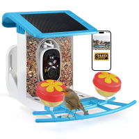 Blinkit Bird Villa buitenvoeder voor vogels 1,2 L   4400 mAh batterij, Cloud Smart AI camera met LED nachtzicht, tweerichtingsaudio, volledig gekleurd nachtzicht, vogelherkenning