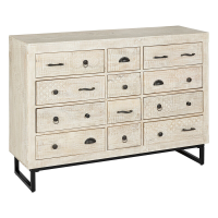 Atmosphera Ajay Ladekast   Mango Hout, 12 Lades, 127 x 127 x 94,5 cm