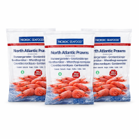 Nordic Seafood MSC Noord Atlantische Garnalen met Schaal Gekookt Pandalus (netto 800 g) – 3 x 1 kg