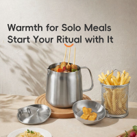 PURE COOK 304 Geborsteld Roestvrij Staal Oliefilterpan Multifunctionele Steelpan Oliestamper Waterkoker Frituurolie Saus Melk Ramen Keukengerei Huishoudelijk Geschikt Voor Open Vuur Elektrische Keramische Kookplaat 2,1 Quarts 2 Liter Enkel Stuk