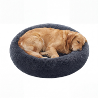Ochama pluizig kalmerend donut hondenbed met afneembare, wasbare hoes, donkergrijs