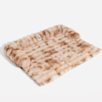 FUNNYFUZZY warm en knus ondersteunend katten  en hondenbed, pluchefleece, afwerking van imitatiebont, bankbeschermer, afneembaar, machinewasbaar, neksteun, maat M, bruin