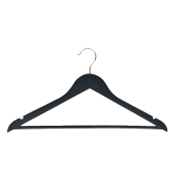 10 Pack hoge kwaliteit houten kledinghangers met antislipstang, gebogen brede schouders, zwarte afwerking voor formele kleding