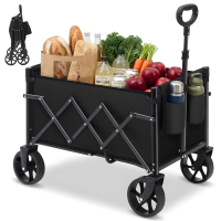 Mini Bolderkar, Opvouwbaar, Klein, 70 L, 80 Kg, Handwagen, Inklapbaar, Opvouwbare Winkelwagen, Campingwagen Met in Hoogte Verstelbare Handgreep, Licht En Ruimtebesparend En Stabiel