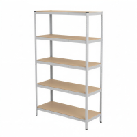 JOYFURNOS   5 Laags Stellingkast, Stalen Opbergrek voor Garage of Schuur, Draagvermogen 750 kg, Zilver