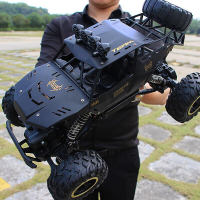 4DRC RC auto's, radiografisch bestuurbare auto 1:12, off road monstertruck, metalen behuizing, 4WD, dubbele motoren, LED koplamp, rock crawler, 2,4 GHz all terrain hobbytruck met 2 batterijen voor 60 min speeltijd, cadeau voor jongens en volwassenen