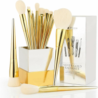 DUcare 15 delige make upkwastenset in goud en zilver, stralende look,